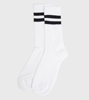 New Look Dark Grey Double Stripe Ribbed Socks